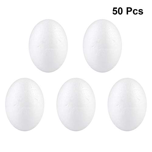 CLISPEED Ovos de Páscoa 50 Pçs- 6Cm Falso Ovos DIY Easter Ovos Ovos Branco