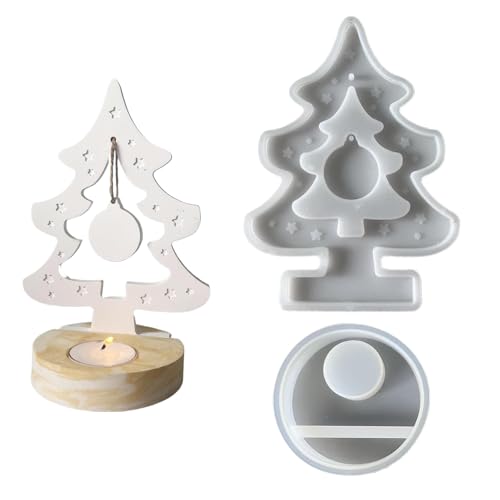 Siuwddee Molde Para Portavelas | Molde Para Portavelas De Árbol De Navidad - 2 Piezas De Fundición Artesanía Para Decoración Del Hogar Centro De Mesa Boda Fiesta