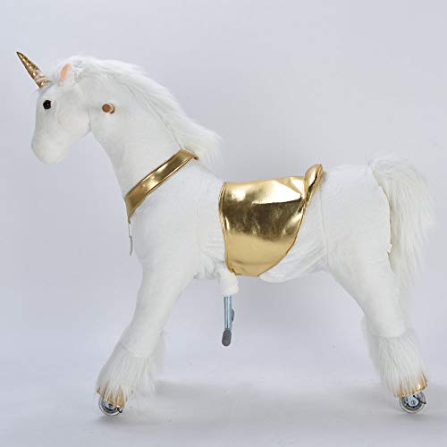 Ufree Large Mechanical Rocking Horse Toy, Ride on Bounce up and Down and Move, 44 inch for Children 6 Years to Adult, Unicorn with Golden Horn - Thumbnail 3