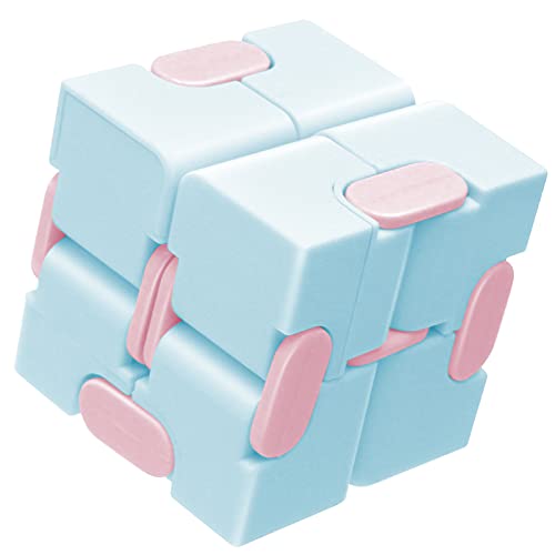 Heruo INFINITY CUBE Fidget Cube Toy Kids Sensory Puzzle Cube Toy Stress Relief for Adult and Children Magic Puzzle Flip Toy for ADD, ADHD Finger Cube Preschool Toy Anxiety Relief and Killing Time Blue