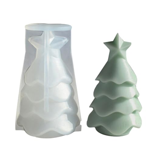Biniveil Moldes de resina para o Natal - molde de silicone em forma de árvore para reposição e artesanato - artesanato de libertação fácil para velas, sabão, resina epóxi e decoração da casa