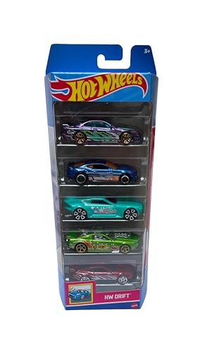 Image of Hot Wheels Car 2024 HW Drift Pack of 5 (13 Ford Mustang GT, 17 Camaro ZL1, Bullet Proof, Custom 18 Ford Mustang GT, Nissan Silvia S15) Multi - Color