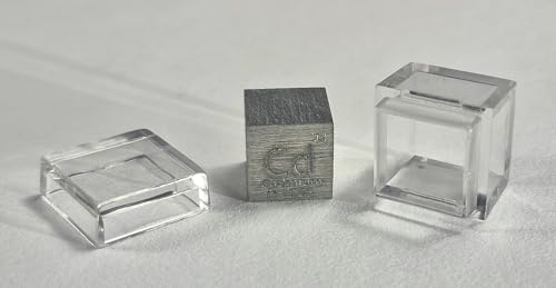 Image of 0.39 inch 10mm Cadmium Metal Cube Cd up to 99.99% Pure Periodic Table Element Engraved Density Collection Science Education Display Block Cube + Acrylic Case Box - 1PC