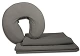 Deluxe Flannel Massage Table Sheet Set by NRG - 3 Piece Set Includes Face Cradle Cover, Flat Massage Sheet and Fitted Massage Sheet - 100% Double Brushed Cotton - Soft, Durable - Color: Stone