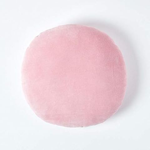 Coussin Rond Velours Rose HOMESCAPES Cover