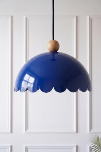 Bella Ahşap Boncuklu Sarkıt Avize, Bohem Tavan Lambası ve Salon Mutfak Aydınlatması - Lacivert - 30 cm - Modern Dekoratif Tavan Armatürü