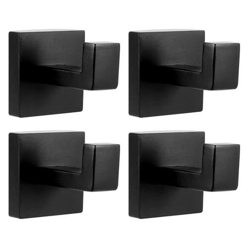 zmnklry 4 Pack Black Towel Hook Stainless Steel Wall Hooks for Bathrooms