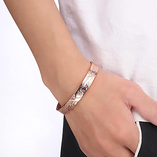 Copper Bracelet And Rings For Women And Men 6Pcs Magnets For Arthritis Pain Relief Adjustable Cuff Bracelet #TOP5