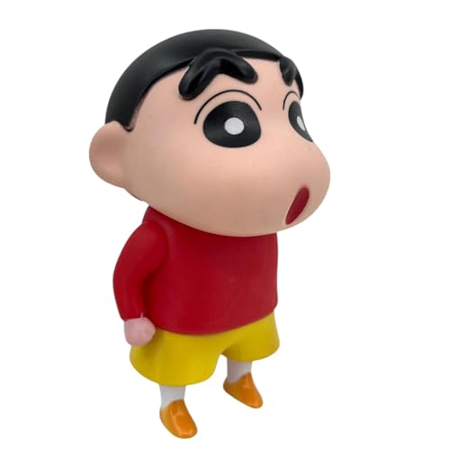 Image of Cartoon Action Figure - 17cm Collectible Collectibles with Exaggerated Expression | Red Shirt & Yellow Shorts | Fun Desk Decor & Gift (Shinchan B)