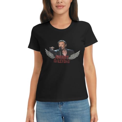 T-shirt Johnny Hallyday femme pour faire vibrer la légende du rock en coton noir