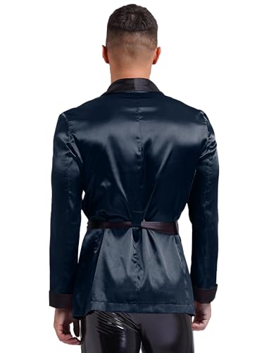 Mens Smoking Jacket Adult Kimono Bathrobe Robe with Belt for Halloween Christmas Party2