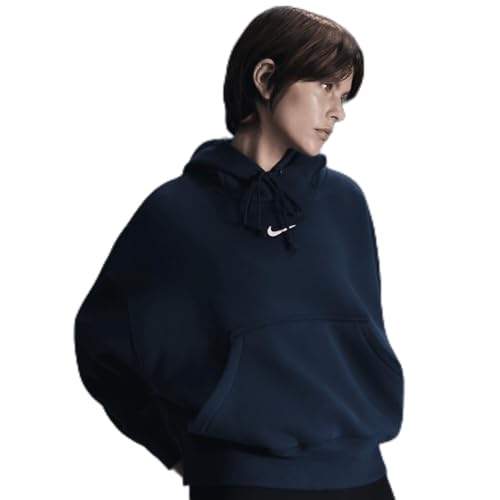 Nike Sportswear Phoenix Fleece Women's Over-Oversized Pullover Hoodie (DQ5858-478, Armory Navy/Sail) Size Large