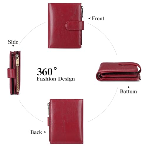 GAEKEAO Womens Wallet Small Leather RFID Blocking Bifold Zipper Pocket Wallet Card Case Purse with ID Window4