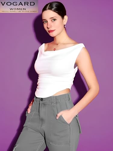 Image of VOGARD Women Stretchable Sleeveless Regular Fit Crop Top | Women Top (526-576)