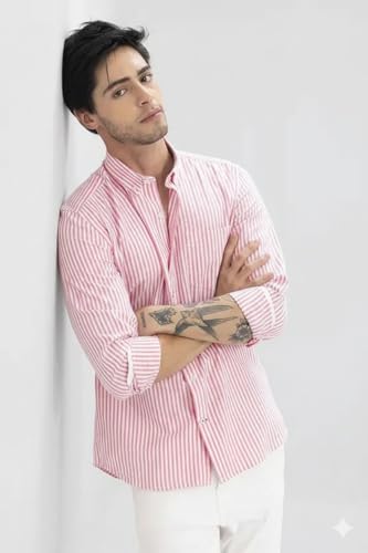 Image of Men's Cotton Casual Printed Striped Stylish Shirt for Men
