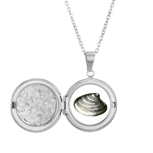Collier vie marine noire pendentif médaillon festonné tendance bijoux océan femme
