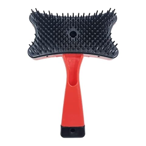 KUVIAS Dog Grooming Brush - Self-Cleaning Dog Cat Brush & Hair Removal, Shedding & Massaging Pet Comb Tool - Suitable for Short & Long Pet Hair - Easy to Clean and Has Non-Slip Grip (Red) Cover