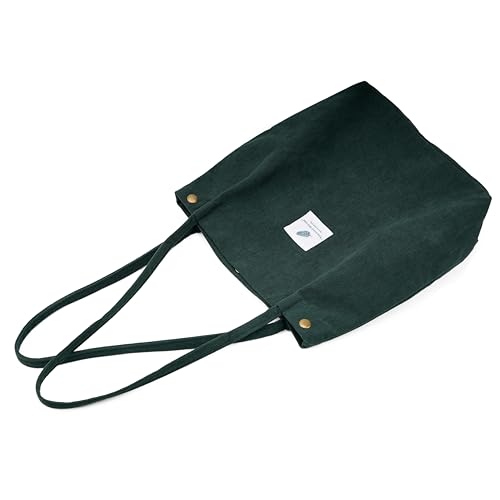Image of TOPASION Cute Corduroy Tote Bag Canvas Shoulder Handbags for Women Travel Shopping