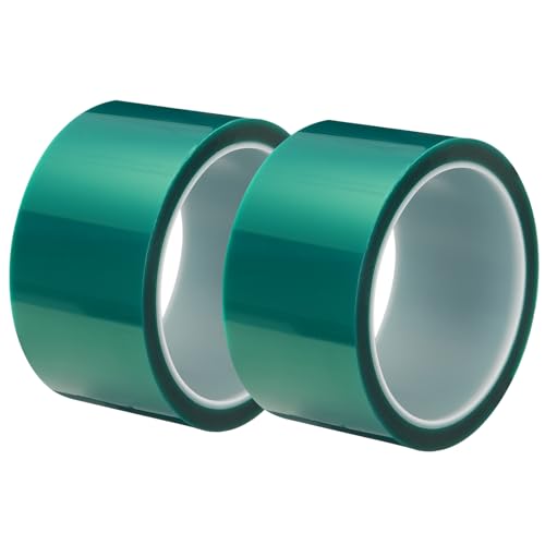 Image of sourcing map Resin Tape Silicone Adhesive Tape High Temperature Resistance Easy Peeling Polyester for Epoxy Resin,River Tables,Craft,Remove Residue 1.97 Inch Wide 108FT Long(Green),Pack of 2