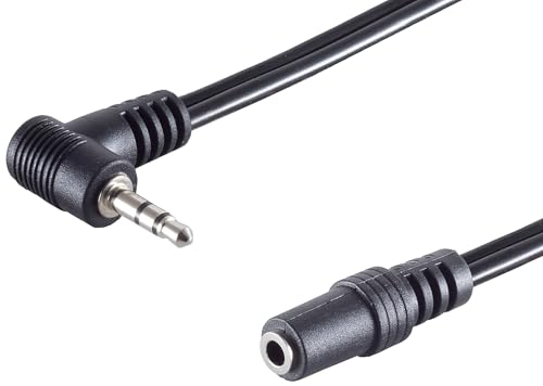 1aTTack.de 1 x 0,2 m – Noir – Fiche jack coudée 2,5 mm vers prise jack 3,5 mm stéréo – Connecteurs moulés – Contacts nickelés – Parfait pour les...