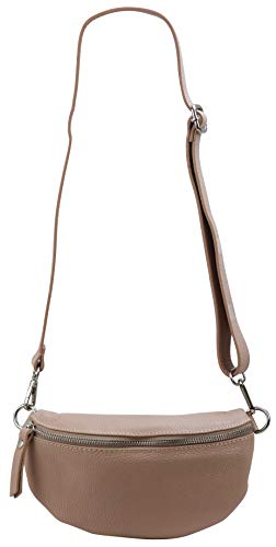 SH Leder ® echt Leder Hüfttasche Damen Herren Unisex Gürteltasche für Festival Reise Bauchtasche kleine Crossbody Bag Frauen Ledertasche 23x12cm AVA G292 (Nude)