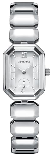 Montre pour femme avec bracelet rectangulaire tendance en acier argenté