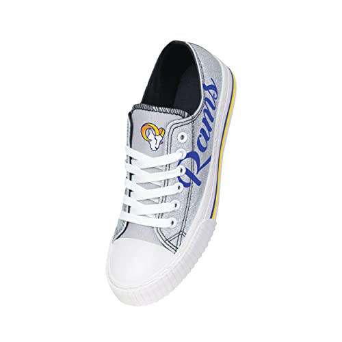 Image of FOCO Womens NFL Team Logo Ladies Fashion Color Glitter Low Top Canvas Sneakers Shoes