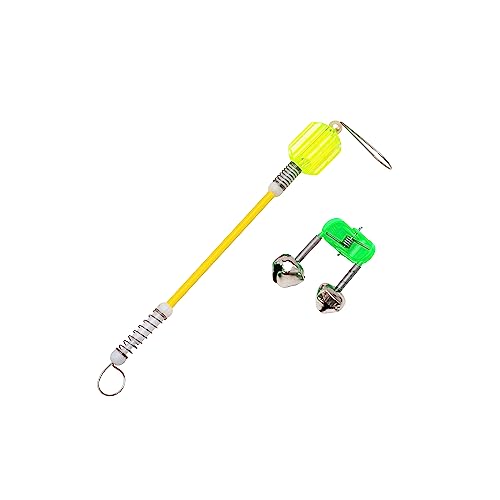 OFXDD Fishing Bell & Fishing Bite Alarm - Green Dual Bell & Clip for Fishing Poles - Fishing Bite Alarm Indicator - Fishing Accessories on Fishing Rod