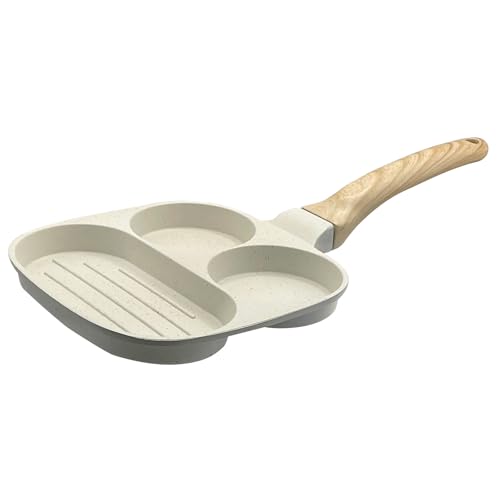 Fiyon Multi-Section Egg Frying Pan, Non Stick Cooking Pan, Pancakes Pan, Omelette Pan, Wooden Handle, Suitable for All Hobs Fiyon Multi-Section Egg Frying Pan, Non Stick Cooking Pan, Pancakes Pan, Omelette Pan, Wooden Handle, Suitable for All Hobs