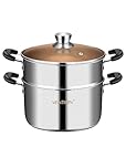 VENTION Stainless Steel Steamer Cooking 18cm for Induction Hob, Small Vegetable Steamer Pan, Couscous Pot 2.5 L