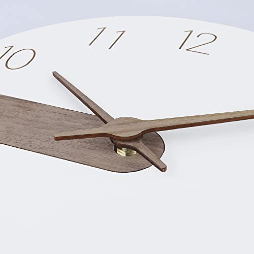 Lafocuse Orologio da Parete Moderno Legno, Silenzioso Bianco Orologio con Numeri Intagliato, Semplice Minimalista Design senza Ticchettio Decorativo per Soggiorno Camera da Letto Cucina 30cm