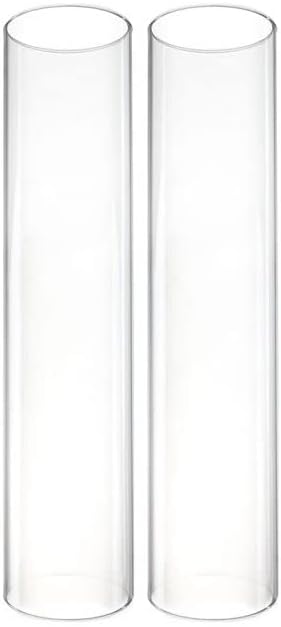 Sweet Home Deco Crystal Clear Candelabra/Hurricane Candleholders/Candlesticks/Glass Covers/Event/Wedding/Party/Centerpiece/10 Arms (Clear-20''Tx2.5''W Tubes Set of 24)