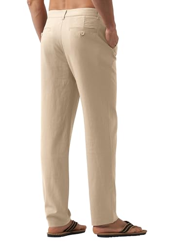 Image of Willit Men's Linen Pants Casual Lightweight Drawstring 29 inch 30 inch 32 inch
