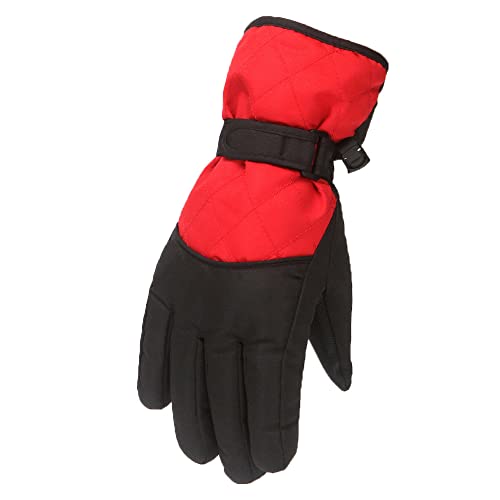 Gants d'hiver pour Enfants, Ancaiqi imperméables Moufles Coupe-Vent Antidérapant Mitaines Respirant Chauds de pour Garçon Fille Ski, Randonnée, Cyclisme(M 6-11 Ans, L 10-16 Ans) (M, Rouge) Cover