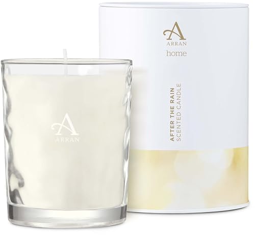 Arran Sense of Scotland After The Rain Scented Glass Candle (35cl) with Rose Petals, Musk, Floral Citrus & Soft Woods, Approx 35hr Burn Time