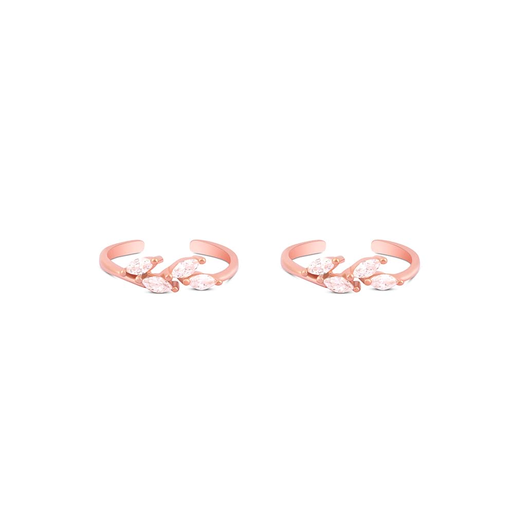 Adjustable Silver Toe Rings in Rose Gold Color | Band Foot Jewelry for Women & Girls | Silver Bichiya | Birthday and Anniversary Gift for wife