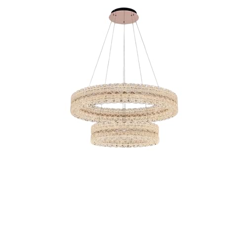 Suspension LED double anneau acrylique 60-40cm luminaire moderne de salon
