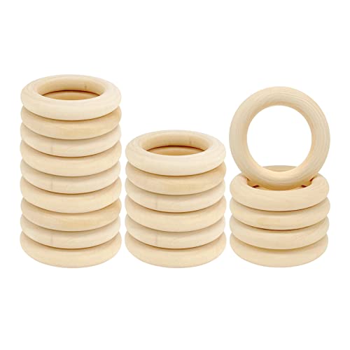 20PCS Natural Wood Rings for Crafts, Macrame Rings for DIY, Wooden Rings Without Paint, Pendant...