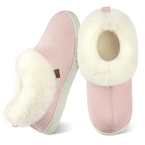 Wostock Zapatillas de Invierno para Mujer Pantuflas de Peluche para Interior y Exterior Calidez y Comodidad de Envoltura Completa