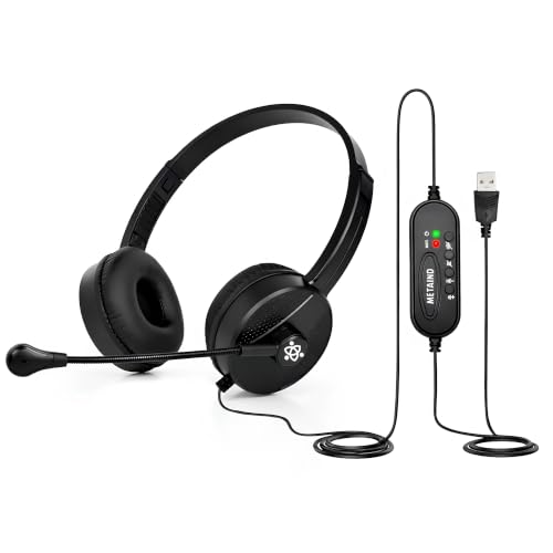 Image of Metaind Wired USB Headphone with Noise Cancelling Mic | HD Sound & Comfort for Zoom, Teams & Call Centers | USB Headset for PC & Laptop | Model: Meta MT50 (Black)