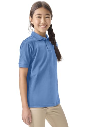 Image of Classroom School Uniforms for Boys and Girls Short Sleeve Pique Polo | Unisex Youth Shirt, Matching Ribbed Collar, Banded Sleeves, Three-button Placket, Comfortable Fit, School Uniform Essential