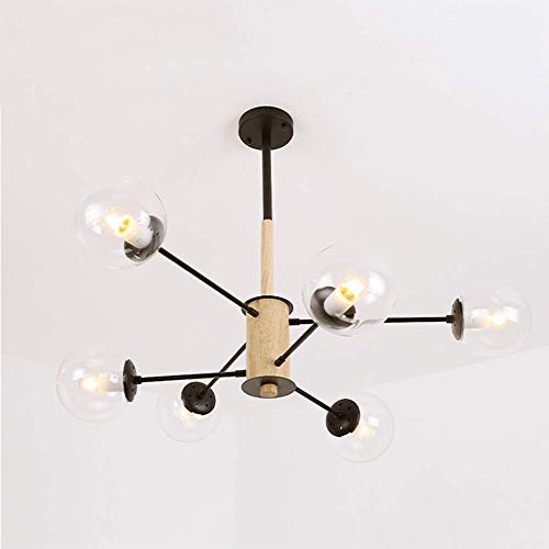 Candelabro Sputnik de 6 luces con globos de vidrio transparente para techo de comedor 2