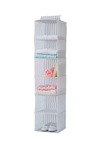 Compactor Étagère Souple Suspendue pour Vêtements Anton, 6 Compartiments, Gris, Polypropylène, 30 x 30 x H. 128 cm, RAN7509