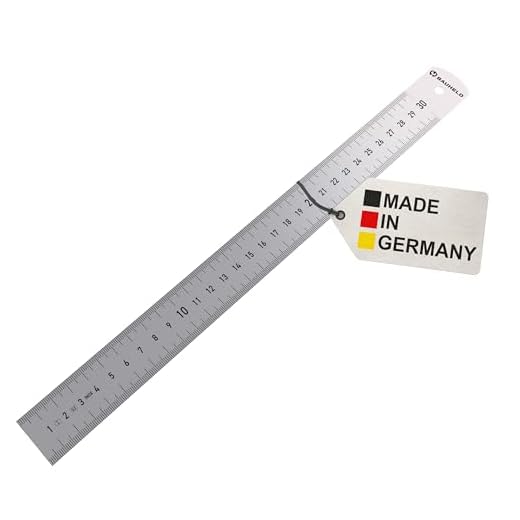BAUHELD® Stahllineal 300mm - EG-1 - [Made in Germany] - Metall-Lineal mit Messskala in Zoll und Zentimeter - Stahl-Maßstab aus rostfreiem Edelstahl - 30 cm Anreißlineal inklusive Aufhängelochung