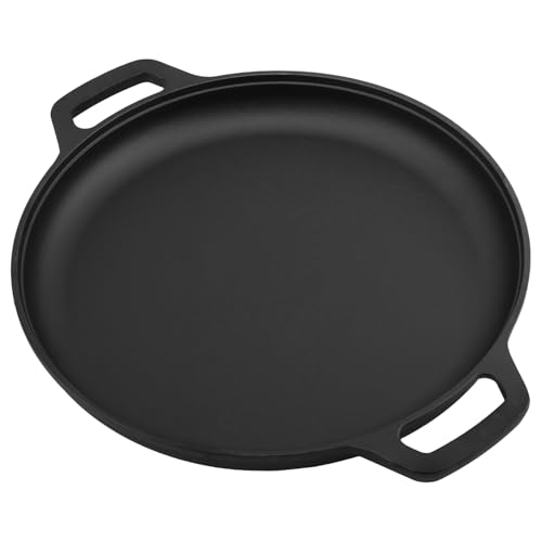 CHUIFAI 2 Stück Grillplatte Gusseisen Rund, 28cm Durchmesser Gusseisen Feuerplatte mit Tragegriff, Plancha Grillpfanne für Raketenofen, Holzkohlegrill und Camping