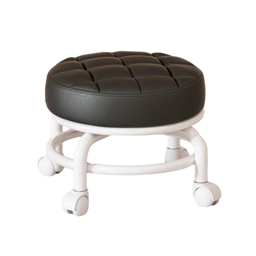MagiDeal Taburete con Asiento bajo y Ruedas, Taburete Redondo para tareas domésticas, Silla giratoria para Adultos, Taburete bajo con polea, Ruedas giratorias, Negro