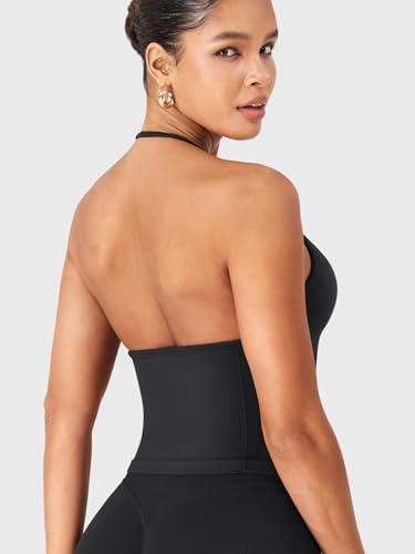 YEOREO SoftHue Impact Longline Strappy Top Women's Halter Workout Tank Tops Backless Gym Longline with Adjustable Strap2