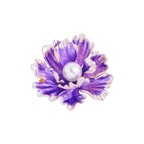 Image of Elegant Flower Brooch Pin for Women, Stylish Vinage Crystal Pearl Rhinestones Brooches Pins Dainty Lapel Pins for Dress Accessories Jewelry