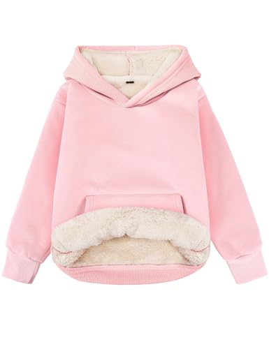 Image of Gihuo Unisex Boys Girls Winter Sherpa Lined Hoodie Kid's Fleece Pullover Hooded Sweatshirt