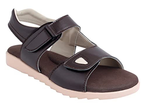 Image of HEALTH FIT Extra Soft Ortho Care Diabetic & Orthopedic Sandal /Doctor Sandal Footwear with Arch Support Women Brown